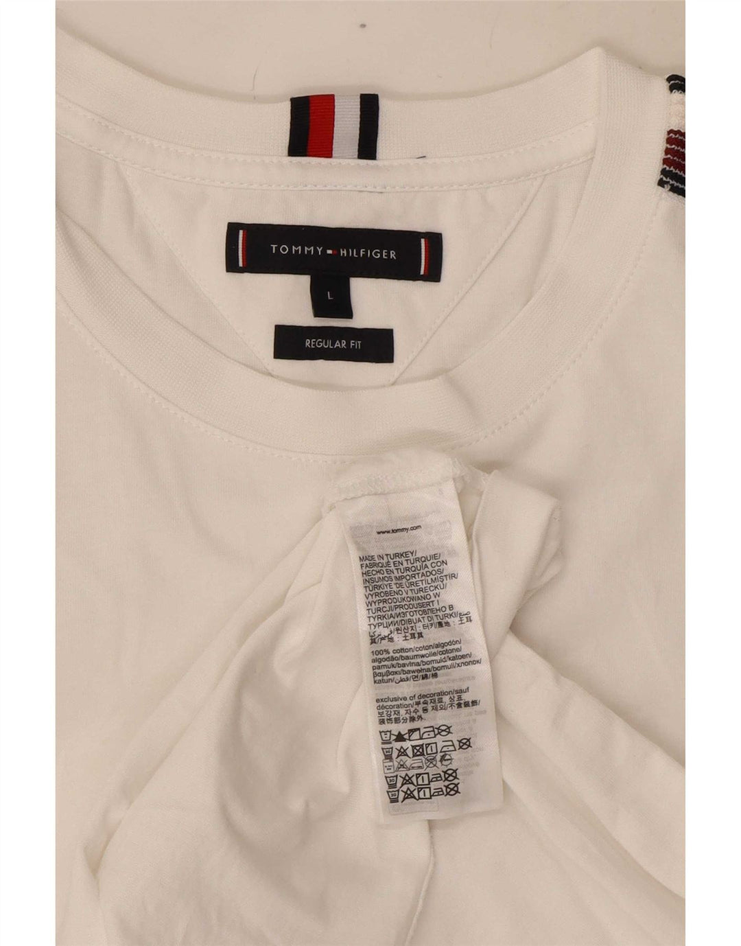 Tommy Hilfiger Mens Regular Fit T-Shirt Top Large White Cotton
