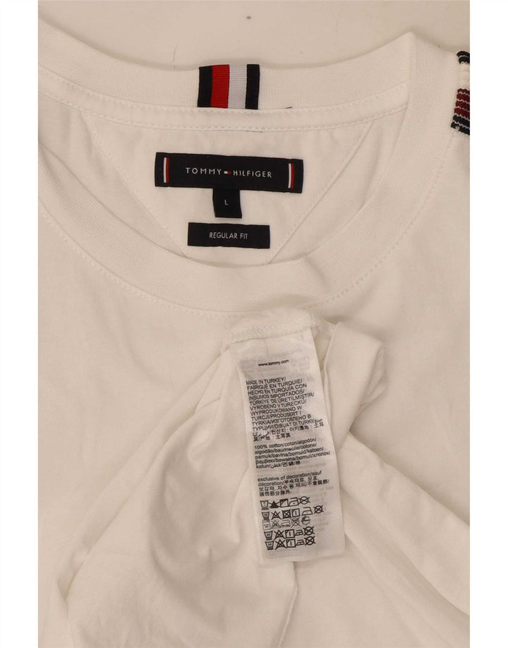 Tommy Hilfiger Mens Regular Fit T-Shirt Top Large White Cotton