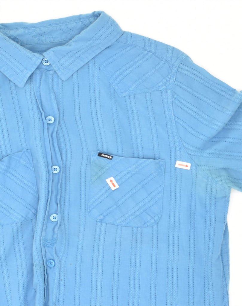 HURLEY Womens Shirt UK 14 Medium Blue Striped Cotton | Vintage Hurley | Thrift | Second-Hand Hurley | Used Clothing | Messina Hembry 