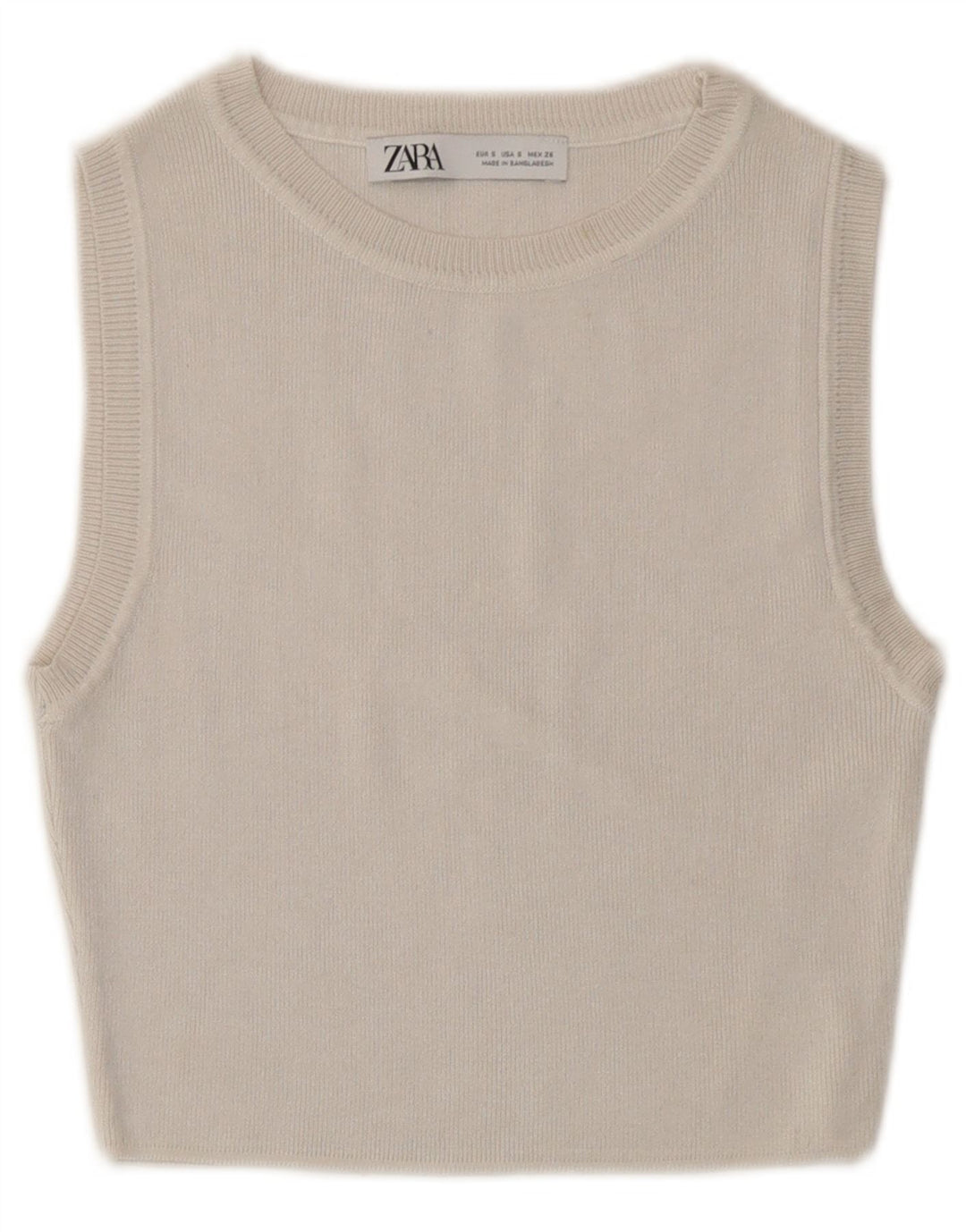 Zara Womens Pullover Crop Top UK 8 Small Off White Viscose