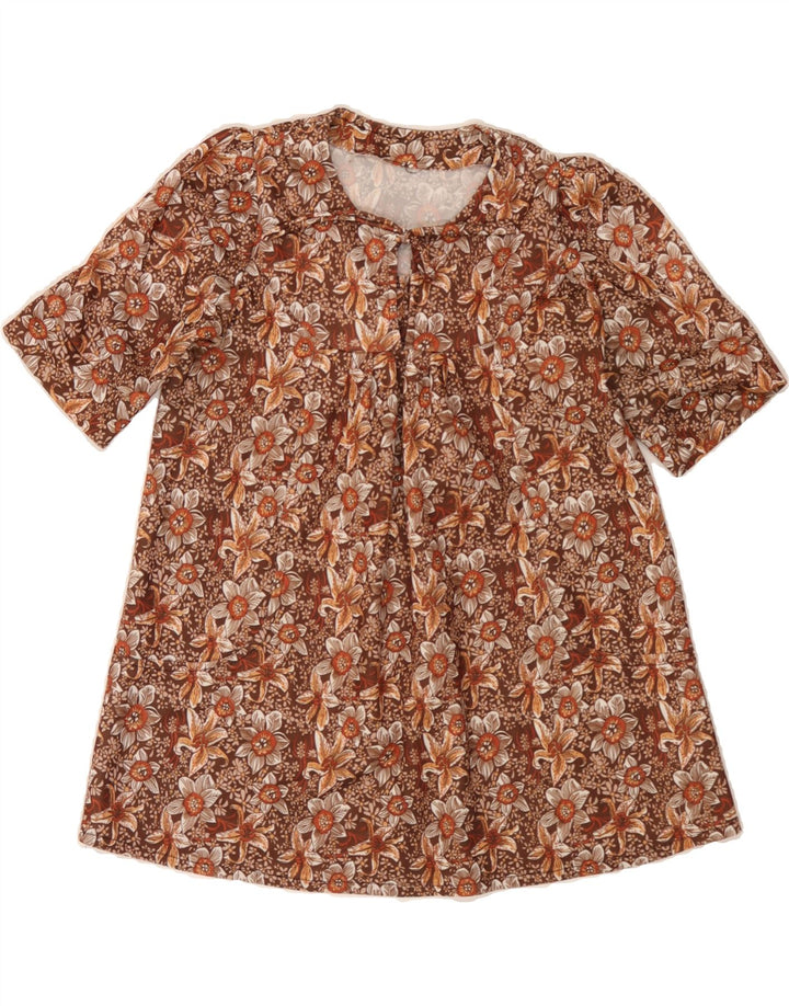 VINTAGE Womens Tunic Top UK 14 Medium Brown Vintage Vintage and Second-Hand Vintage from Messina Hembry 