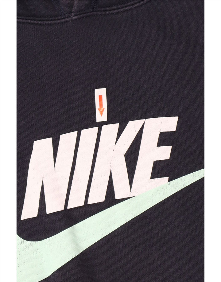 Nike Mens Graphic Hoodie Jumper Medium Navy Blue Cotton