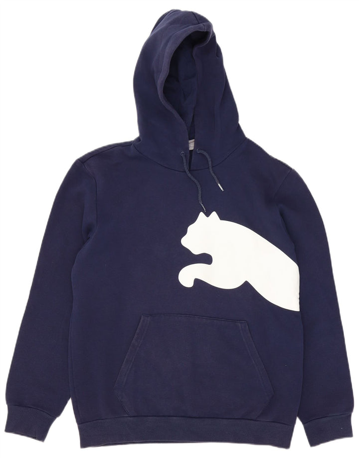 Puma Mens Graphic Hoodie Jumper Small Navy Blue Cotton