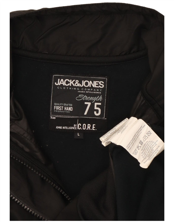Jack & Jones Mens Bomber Jacket UK 40 Large Black Polyester