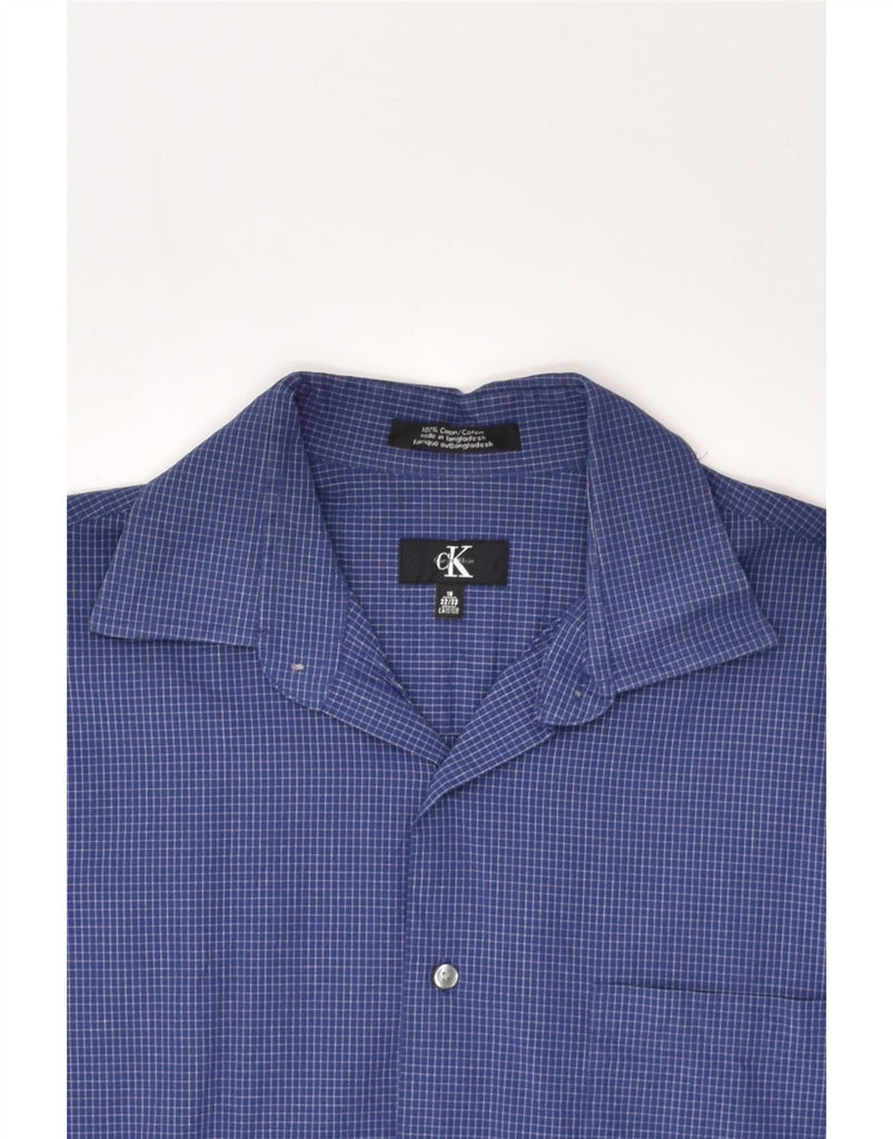 CALVIN KLEIN Mens Shirt Size 16 Large Blue Gingham Cotton | Vintage Calvin Klein | Thrift | Second-Hand Calvin Klein | Used Clothing | Messina Hembry 