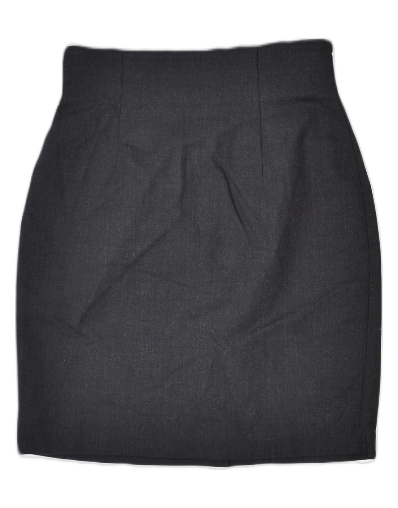 SISLEY Womens High Waist Pencil Skirt Small W26 Grey Virgin Wool | Vintage | Thrift | Second-Hand | Used Clothing | Messina Hembry 