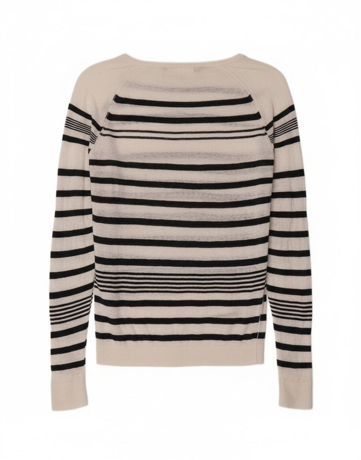Diesel Womens Boat Neck Jumper Sweater UK 14 Medium White Striped