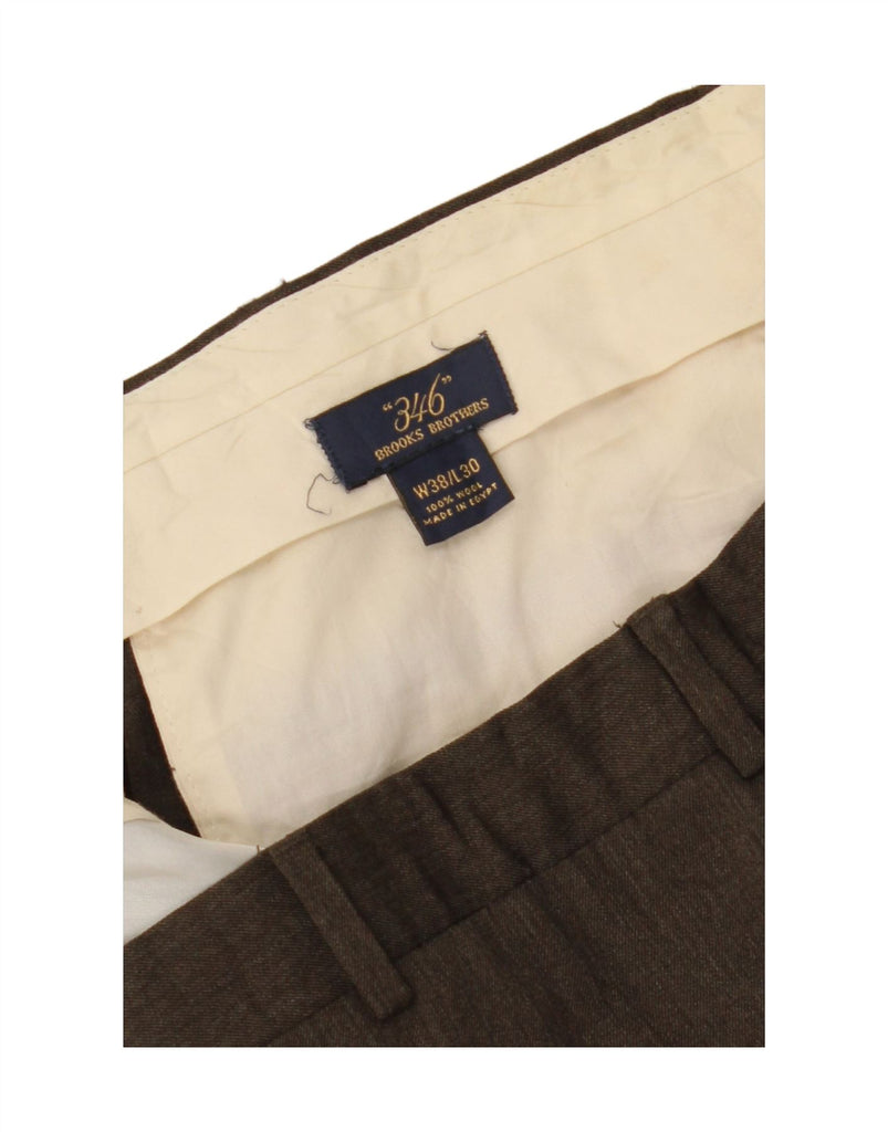 BROOKS BROTHERS Mens Straight Suit Trousers W38 L30 Brown Wool Vintage Brooks Brothers and Second-Hand Brooks Brothers from Messina Hembry 