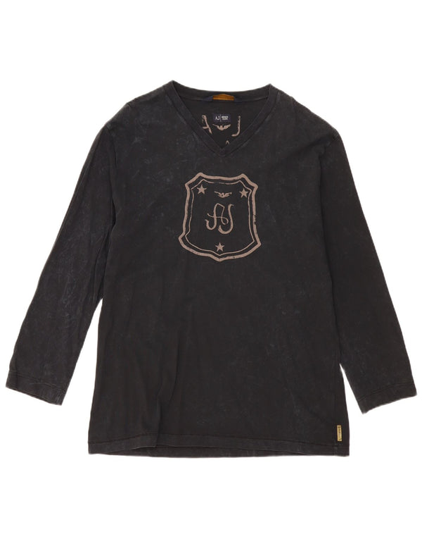 Armani Jeans Boys Graphic Top Long Sleeve 13-14 Years 3XL Navy Blue