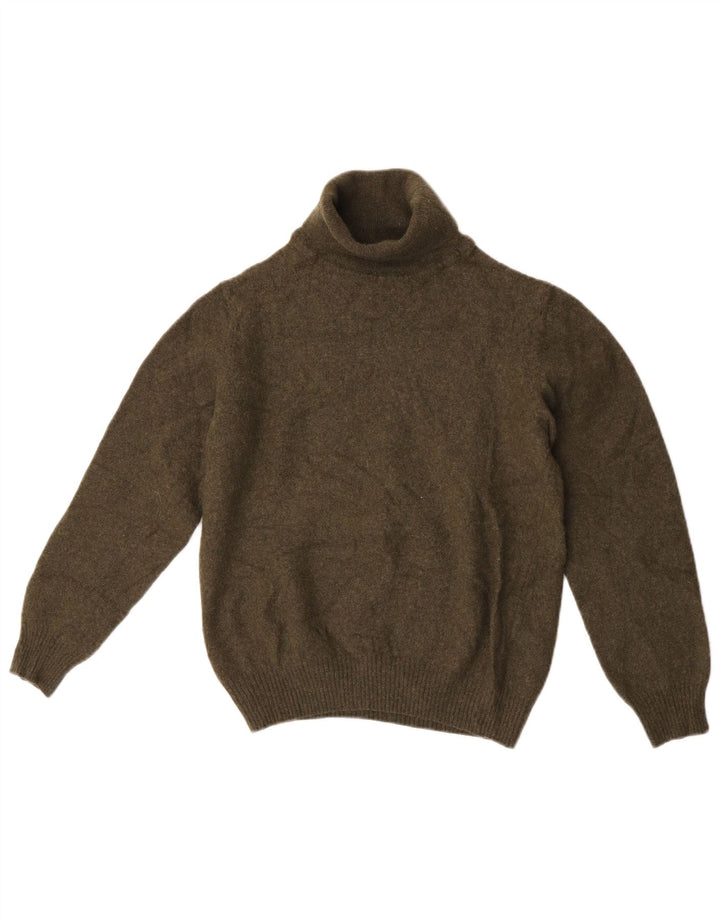 Zara Womens Roll Neck Jumper Sweater UK 14 Large Khaki Wool