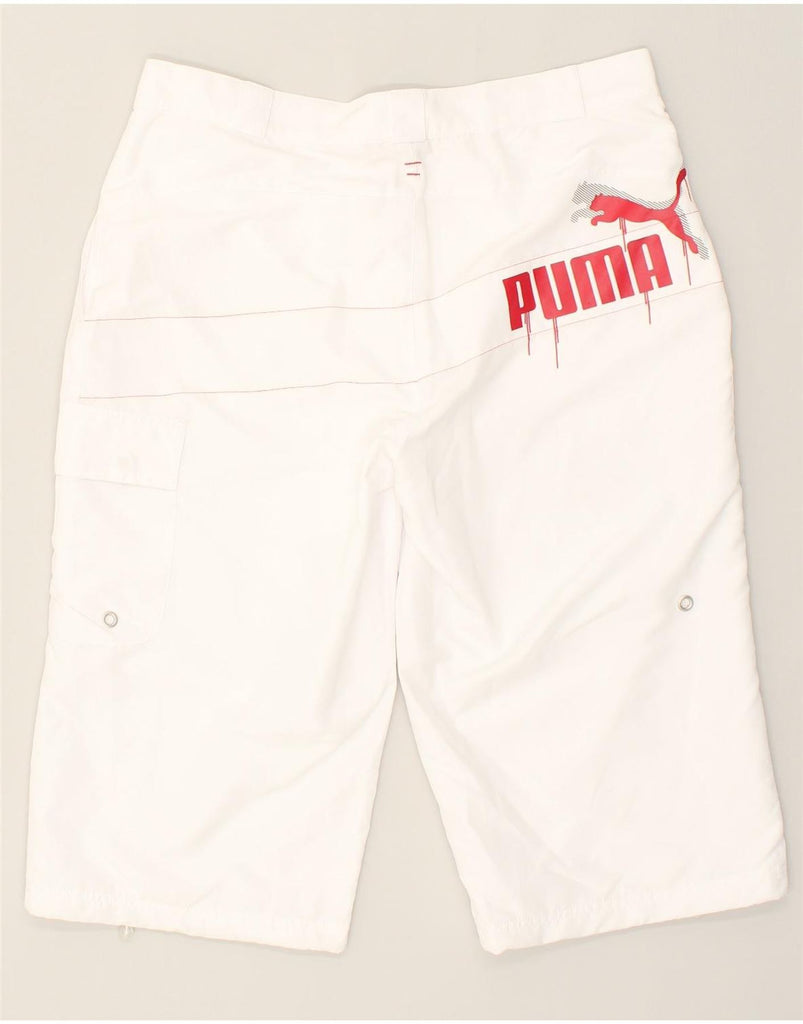 PUMA Mens Graphic Sport Shorts Large W36  White Polyester | Vintage Puma | Thrift | Second-Hand Puma | Used Clothing | Messina Hembry 