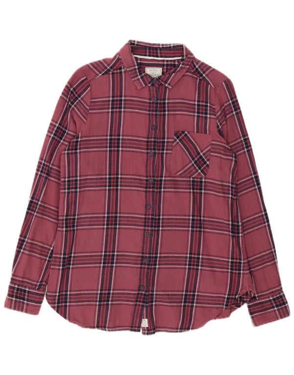 Fat Face Womens Flannel Shirt UK 12 medium Pink Plaid Cotton