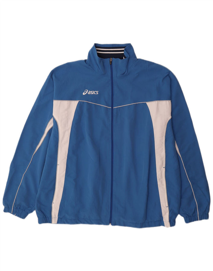 Asics Mens Tracksuit Top Jacket 2XL Blue Colourblock Polyester