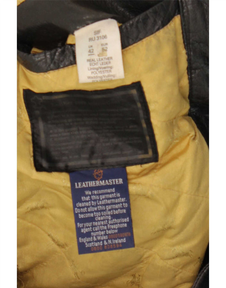 CLASSIC Mens Leather Biker Jacket UK 42 XL Black