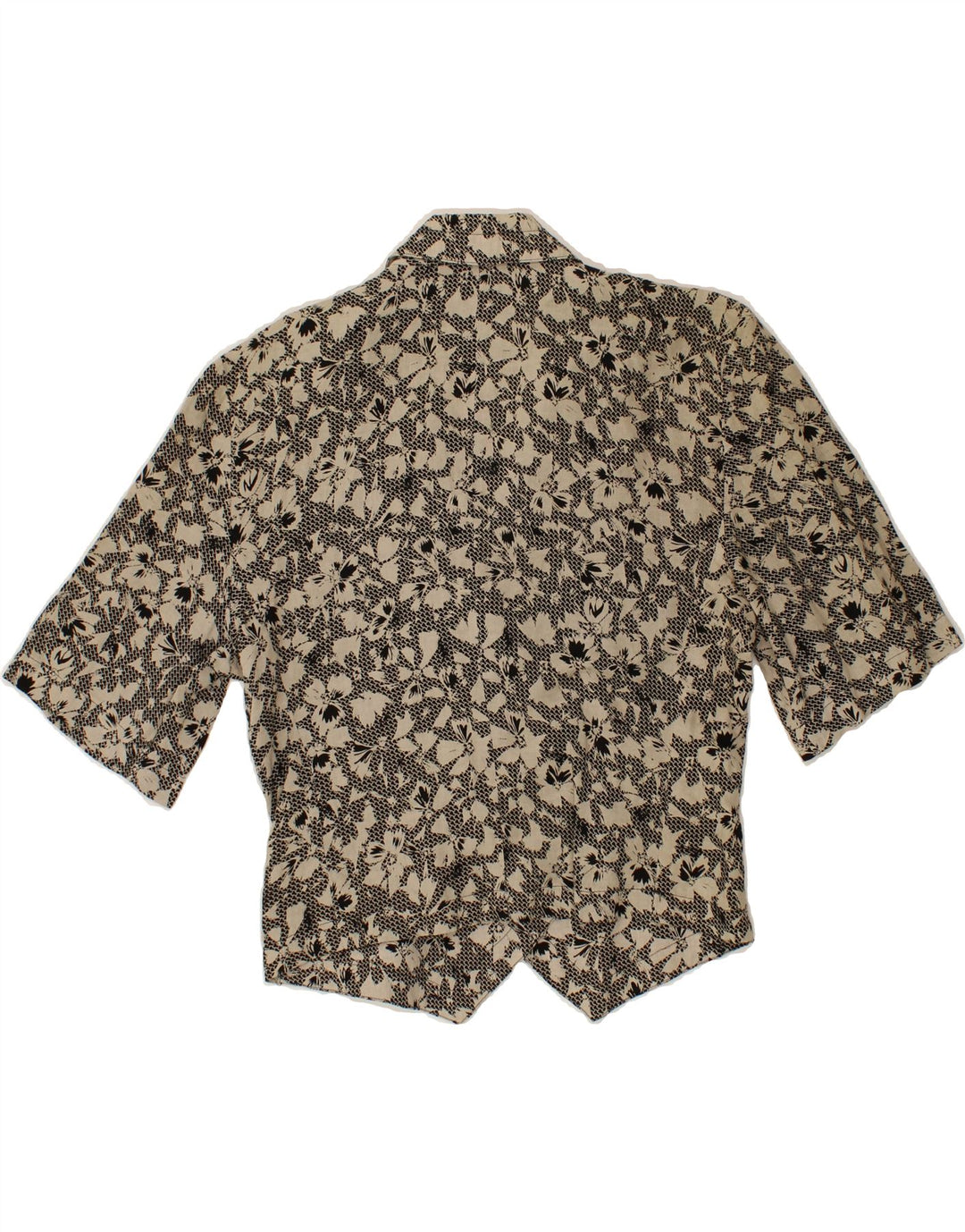 VINTAGE Womens Short Sleeve Blazer Jacket IT 44 Medium Grey Floral Vintage Vintage and Second-Hand Vintage from Messina Hembry 