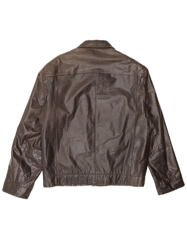 Conbipel Mens Leather Jacket IT 50 Large Brown Leather