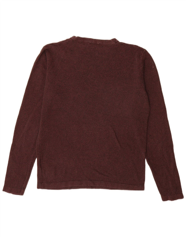 Jack & Jones Mens Crew Neck Jumper Sweater Medium Burgundy Cotton