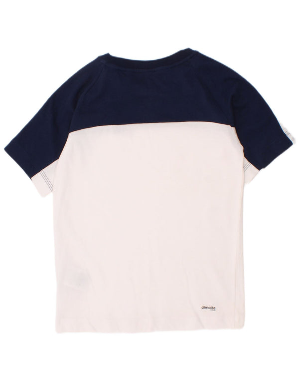 Adidas Boys Climalite T-Shirt Top 7-8 Years White Colourblock Cotton