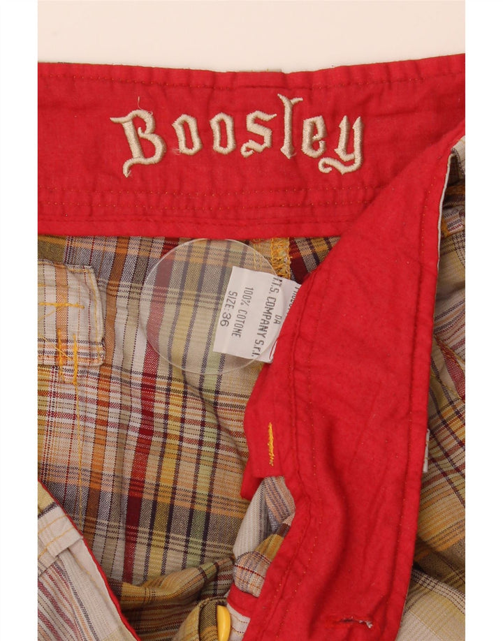 Boosley Mens Cargo Shorts W36 Large Multicoloured Check Cotton