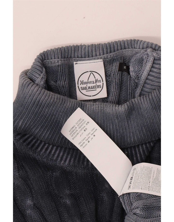 Murphy & Nye Mens Crew Neck Jumper Sweater Medium Navy Blue Cotton