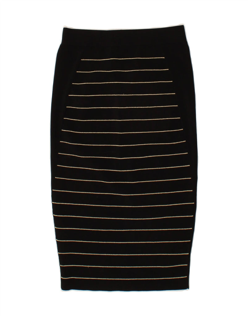 TED BAKER Womens Midi Skirt Size 3 Medium W26  Black Striped Viscose Vintage Ted Baker and Second-Hand Ted Baker from Messina Hembry 