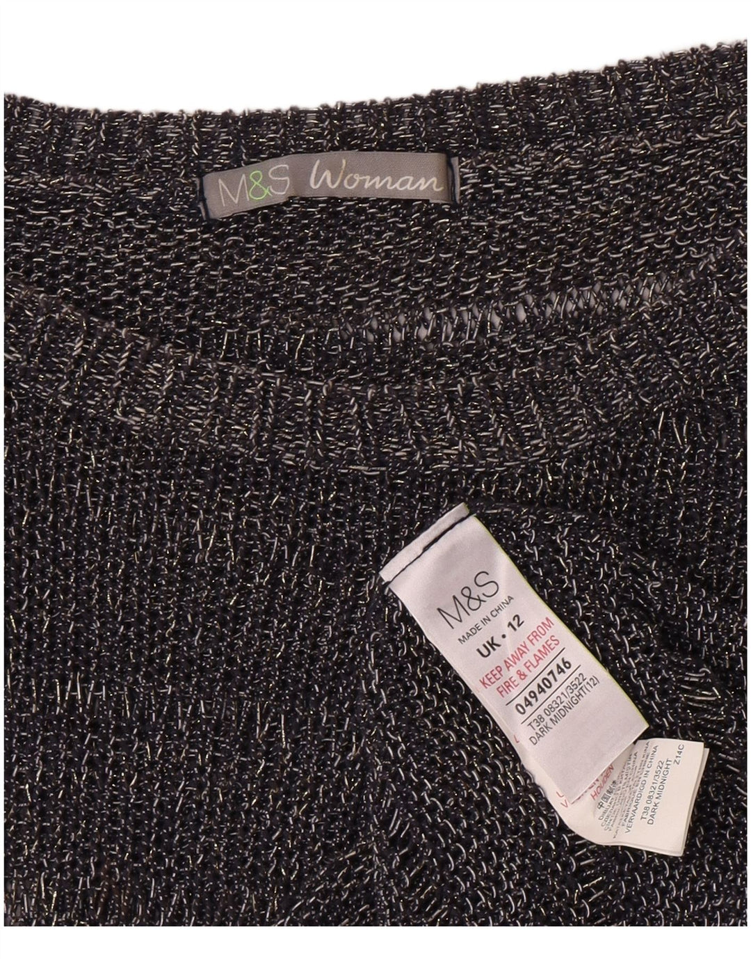 Marks & Spencer Womens Boat Neck Jumper Sweater UK 12 Medium Navy Blue