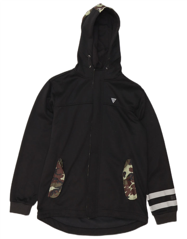 Guess Boys Zip Hoodie Sweater 13-14 Years Black Camouflage Cotton
