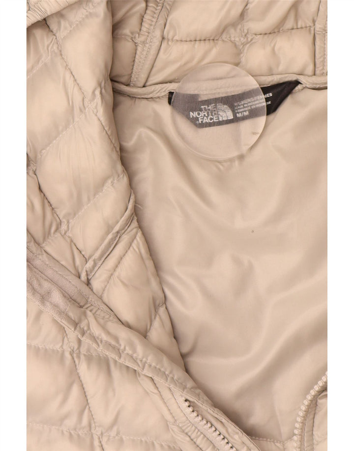 The North Face Womens Hooded Padded Coat UK 14 Medium Beige Nylon