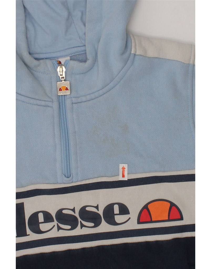 ELLESSE Boys Graphic Zip Neck Hoodie Jumper 8-9 Years Blue Colourblock | Vintage Ellesse | Thrift | Second-Hand Ellesse | Used Clothing | Messina Hembry 