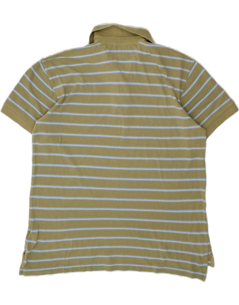 TOMMY HILFIGER Mens Polo Shirt Large Green Striped Cotton Vintage Tommy Hilfiger and Second-Hand Tommy Hilfiger from Messina Hembry 