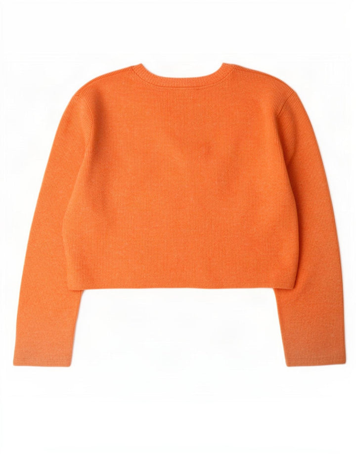 Zara Womens Crop Oversized Top Long Sleeve UK 10 Small Orange Polyester