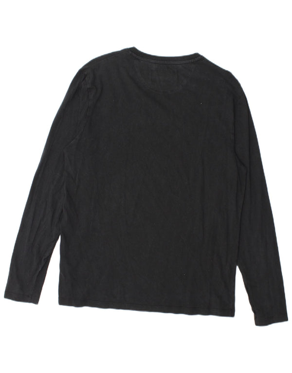 Lyle & Scott Mens Top Long Sleeve Medium Black Cotton