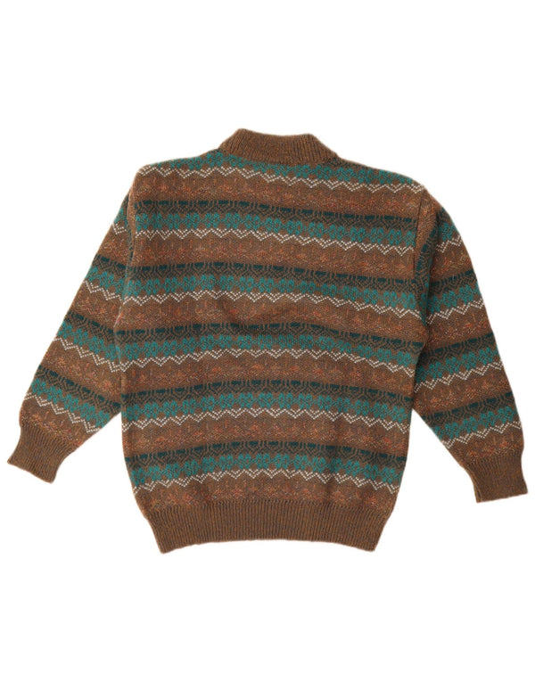 Maglificio Womens Turtle Neck Jumper Sweater IT 44 Medium Brown Geometric