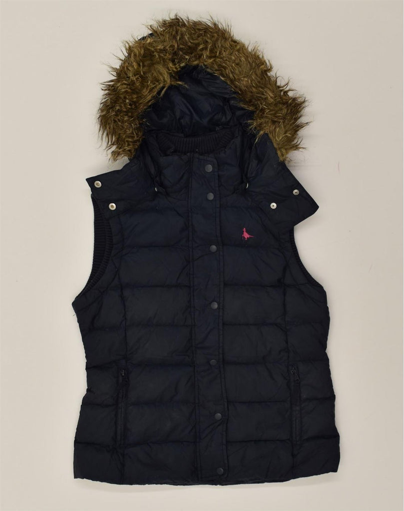 JACK WILLS Womens Hooded Padded Gilet UK 12 Medium Navy Blue Nylon | Vintage Jack Wills | Thrift | Second-Hand Jack Wills | Used Clothing | Messina Hembry 