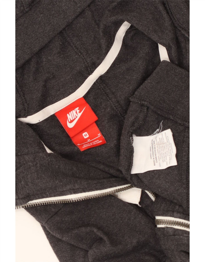 Nike Womens Zip Hoodie Sweater UK 12 Medium Grey Polyester