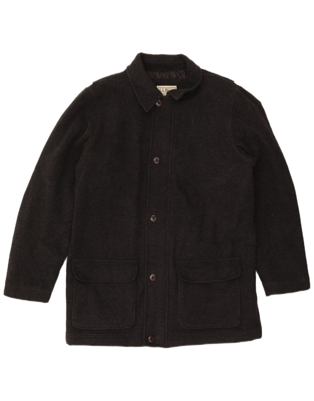 L.L.Bean Mens Tall Overcoat UK 40 Large Grey Wool