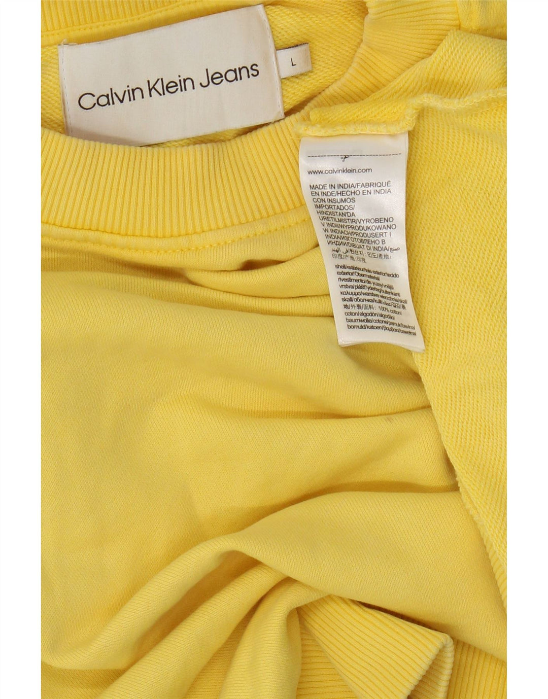 Calvin Klein Jeans Womens Oversized Sweatshirt Jumper UK 16 Large Yellow