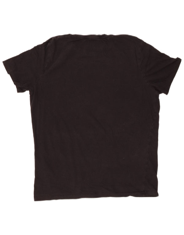 JACK & JONES Mens T-Shirt Top Large Black Cotton