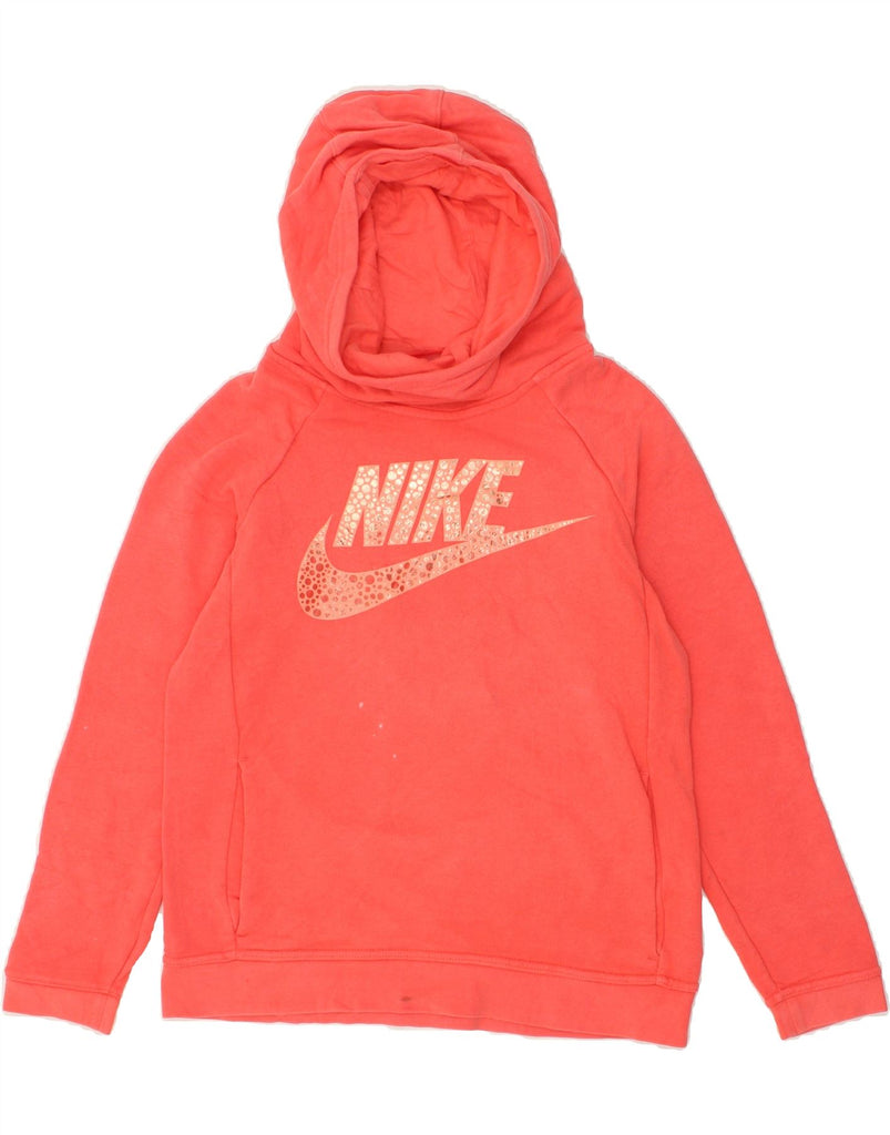 NIKE Girls Graphic Hoodie Jumper 13-14 Years Red Cotton | Vintage Nike | Thrift | Second-Hand Nike | Used Clothing | Messina Hembry 