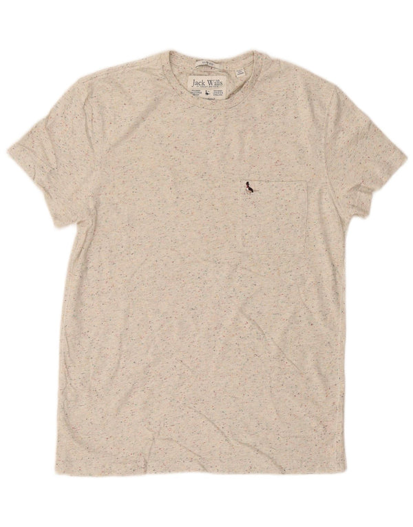 Jack Wills Mens T-Shirt Top Medium Beige Flecked Cotton