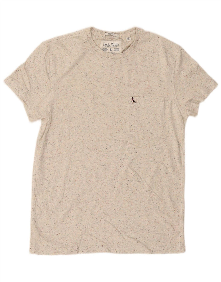Jack Wills Mens T-Shirt Top Medium Beige Flecked Cotton