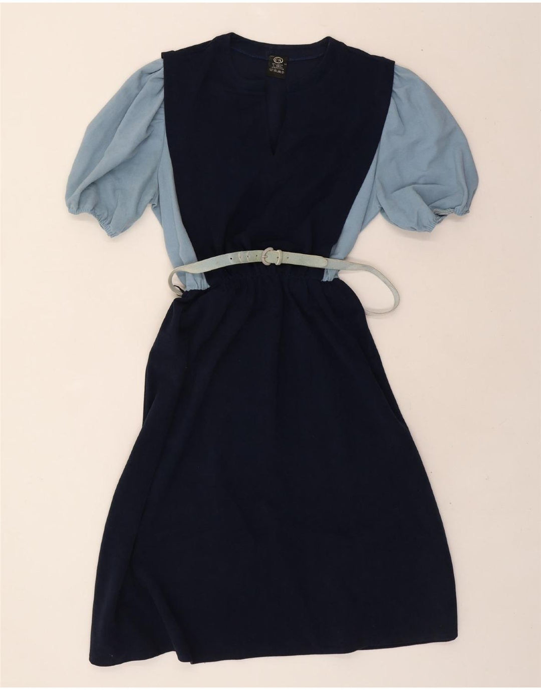 C&A Womens A-Line Dress EU 44 XL  Navy Blue Colourblock Acetate Vintage C&A and Second-Hand C&A from Messina Hembry 