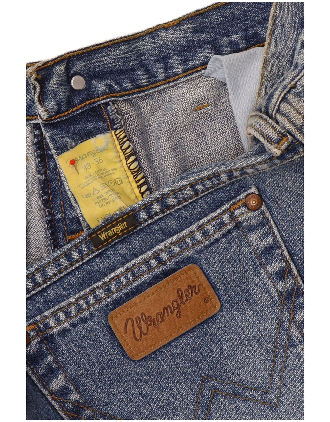 Wrangler Mens Straight Jeans W38 L36 Blue Cotton