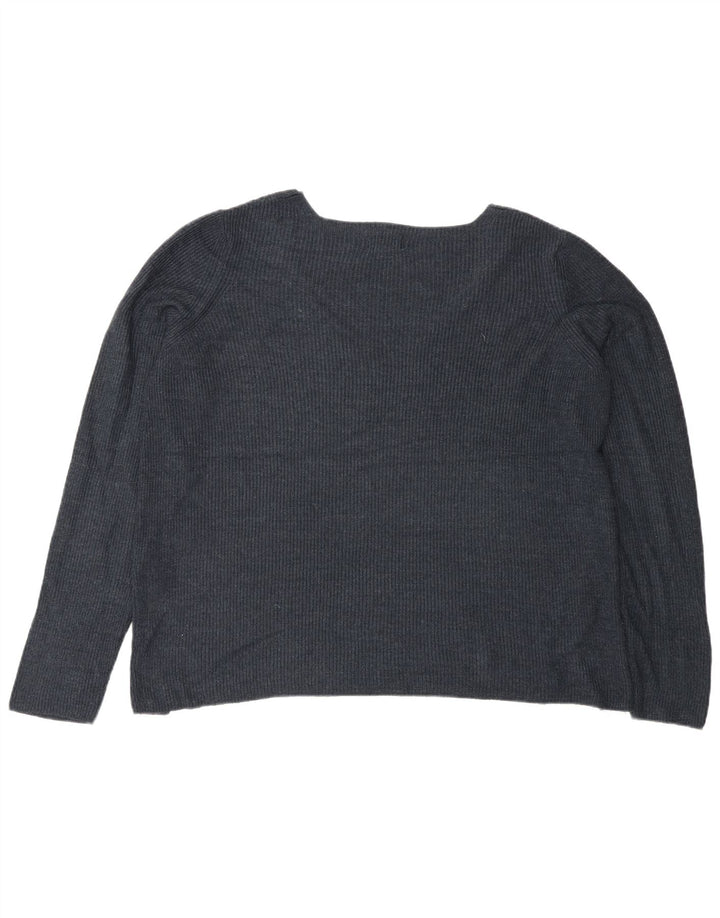 Fat Face Womens Oversized V-Neck Jumper Sweater UK 12 Medium Navy Blue