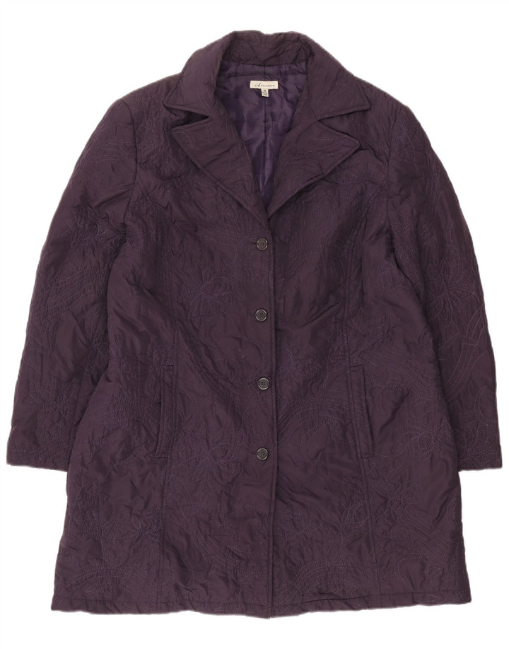 Marks & Spencer Womens Autograph Overcoat UK 18 XL Purple Polyester