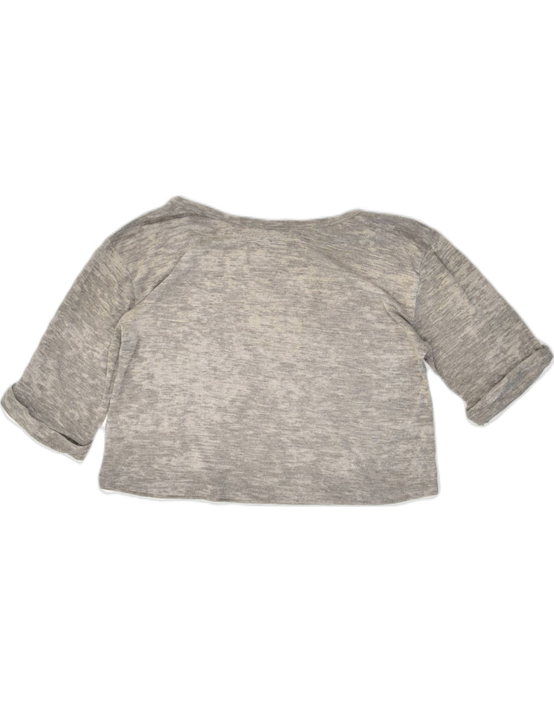 TOPSHOP Womens Oversized Crop Graphic Top 3/4 Sleeve UK 10 Small Grey | Vintage Topshop | Thrift | Second-Hand Topshop | Used Clothing | Messina Hembry 