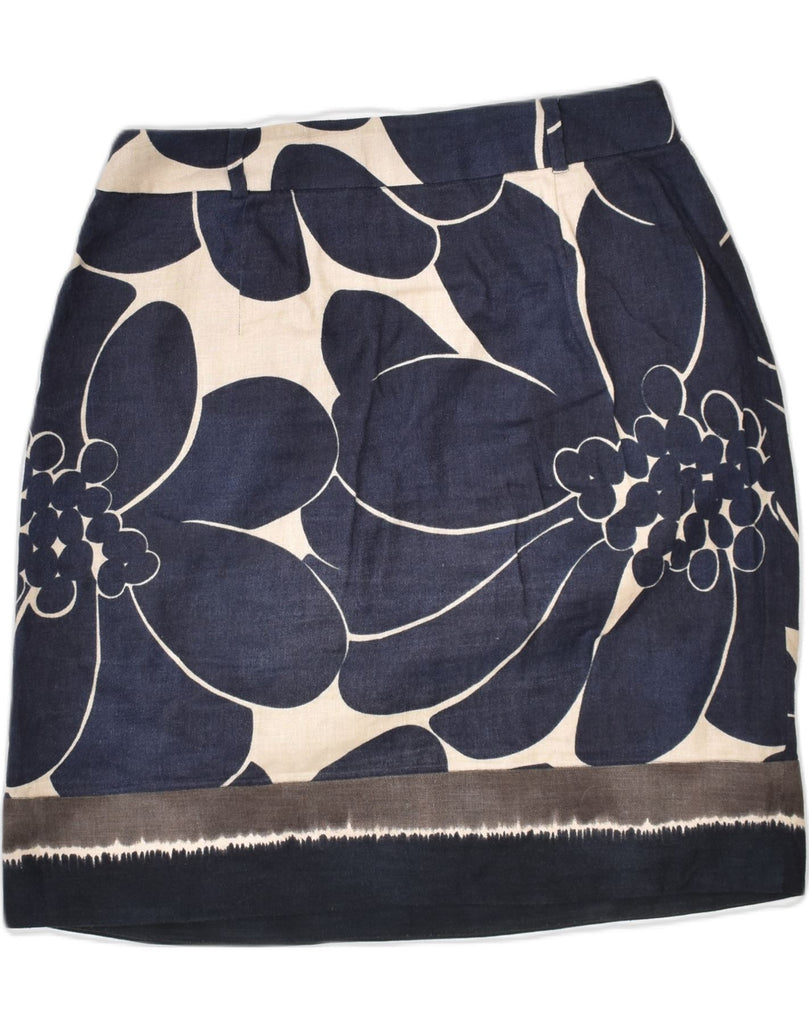 MAX MARA Womens Straight Skirt W28 Small Navy Blue Floral | Vintage | Thrift | Second-Hand | Used Clothing | Messina Hembry 