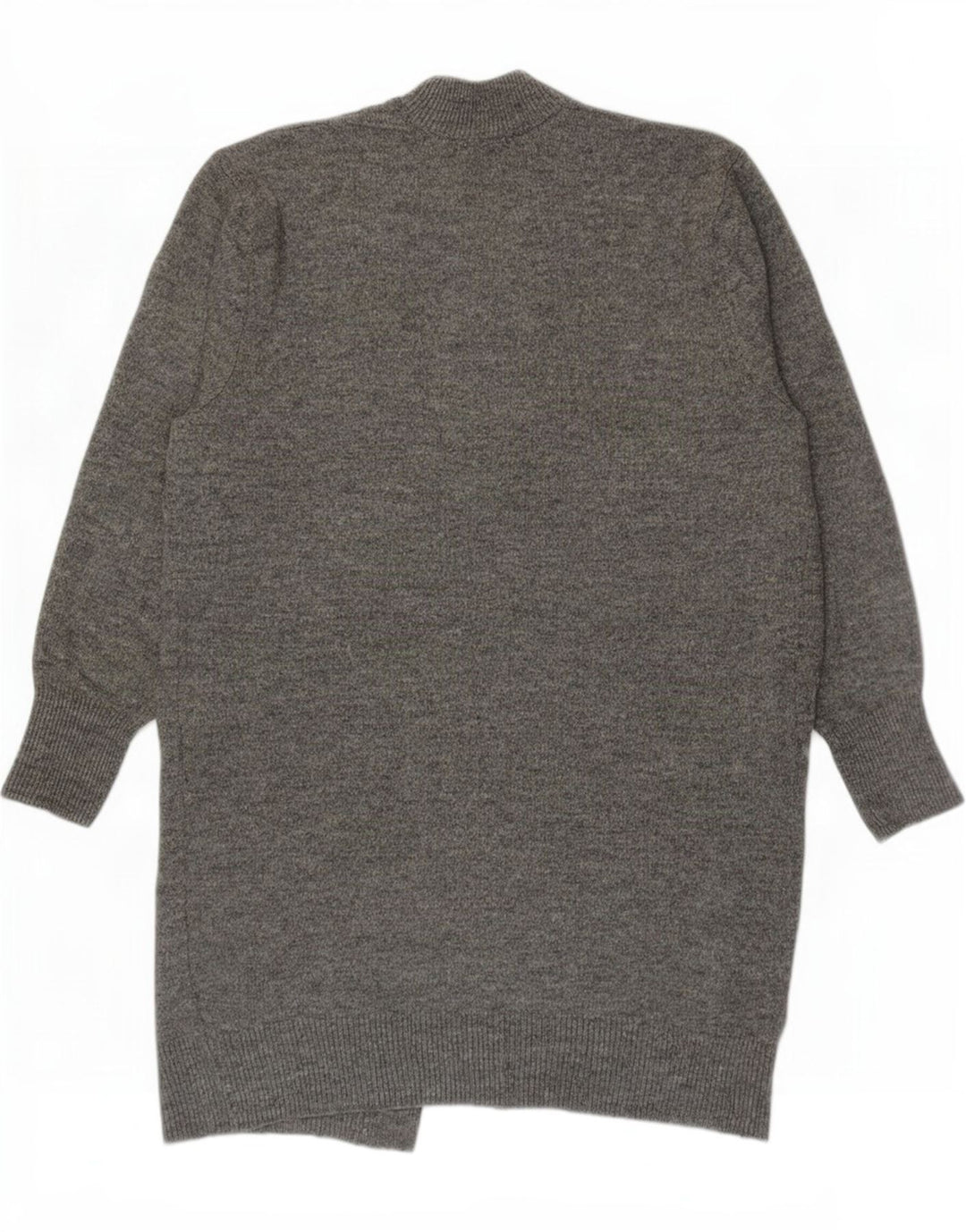 Zara Womens Longline Open Cardigan Sweater UK 14 Medium Grey Acrylic