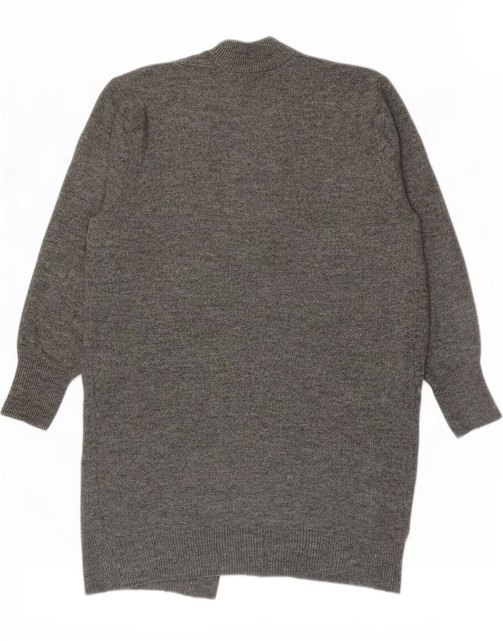 Zara Womens Longline Open Cardigan Sweater UK 14 Medium Grey Acrylic
