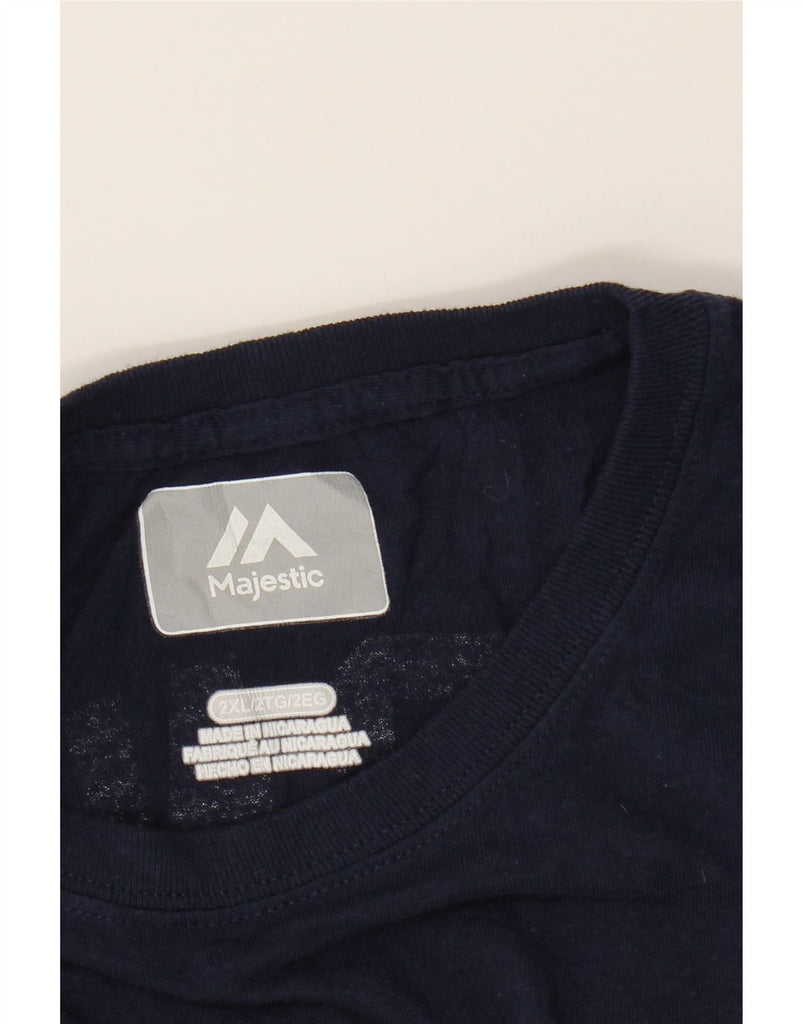 MAJESTIC Mens Milwaukee Brewers Graphic T-Shirt Top 2XL Navy Blue Vintage Majestic and Second-Hand Majestic from Messina Hembry 